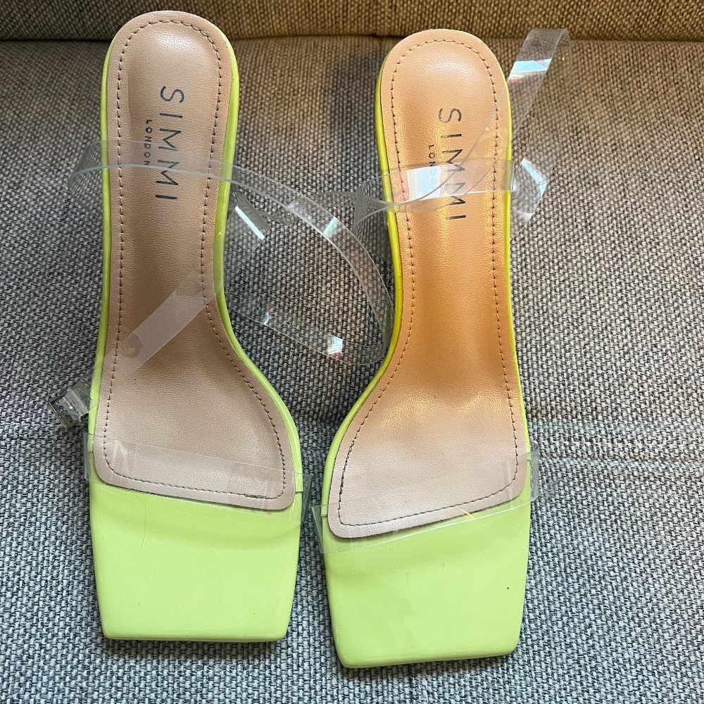 Lime Green Clear Strap / Clear Heel Sandals - US Sz 7